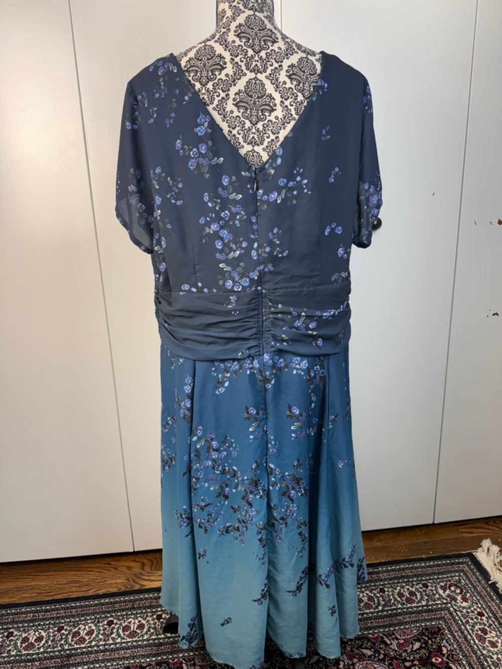 eshakti Blue Ombre Floral Midi Dress size 2X - Picture 3 of 4
